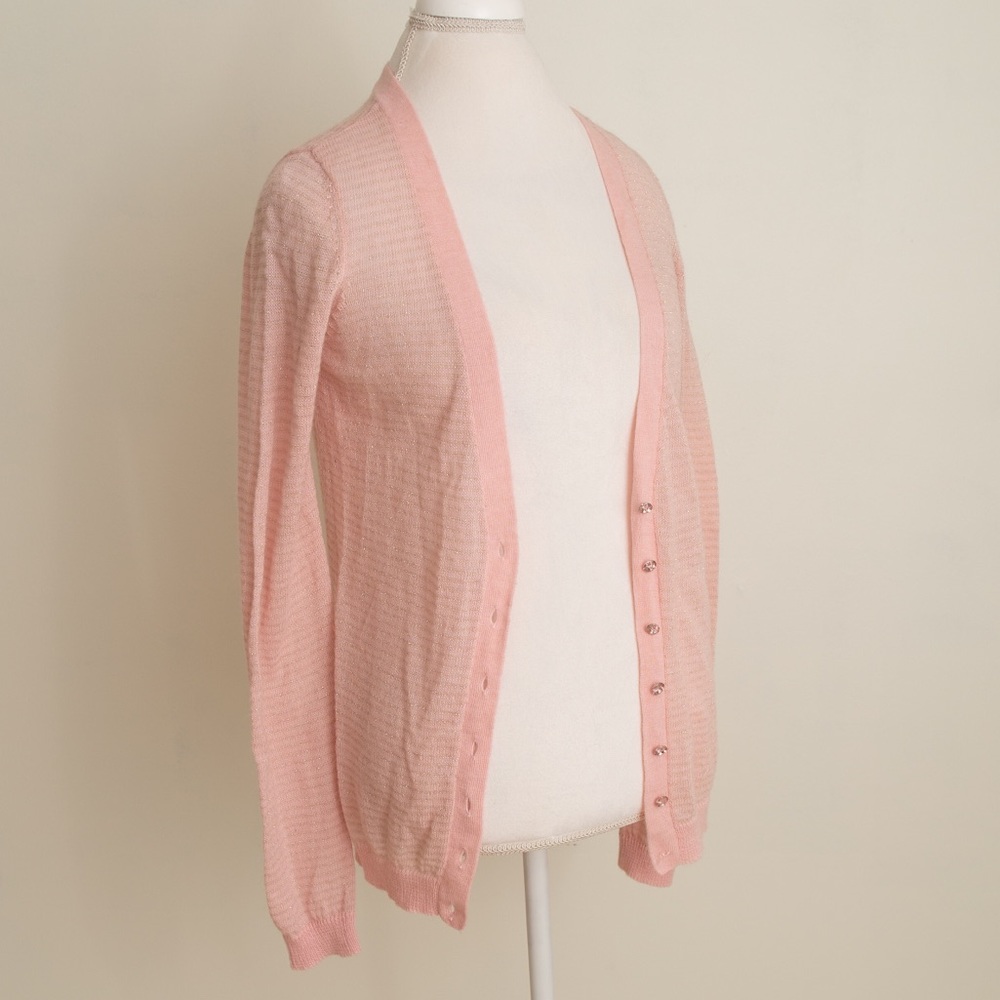 Pink with Gold Metallic Thread Cardigan